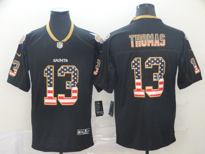 Men New Orleans Saints 13 Thomas Nike USA Flag Fashion Black Color Rush Limited Jersey